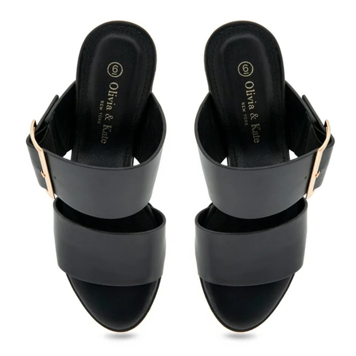 Olivia & Kate Black Francesa Buckle Heeled Sandal - Size 9.0 image number 3