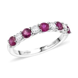 Certified & Appraised Rhapsody AAAA Montepuez Ruby and E-F VS Diamond 1.05 ctw Ring in 950 Platinum (Size 10.0) 4.16 Grams