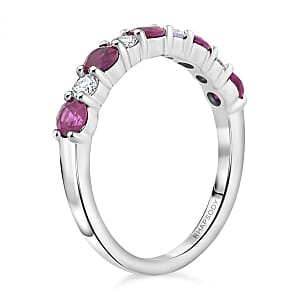Certified & Appraised Rhapsody 950 Platinum AAAA Montepuez Ruby, Diamond (E-F, VS) (0.30 cts) Ring (Size 10.5) (4.16 g) 1.05 ctw