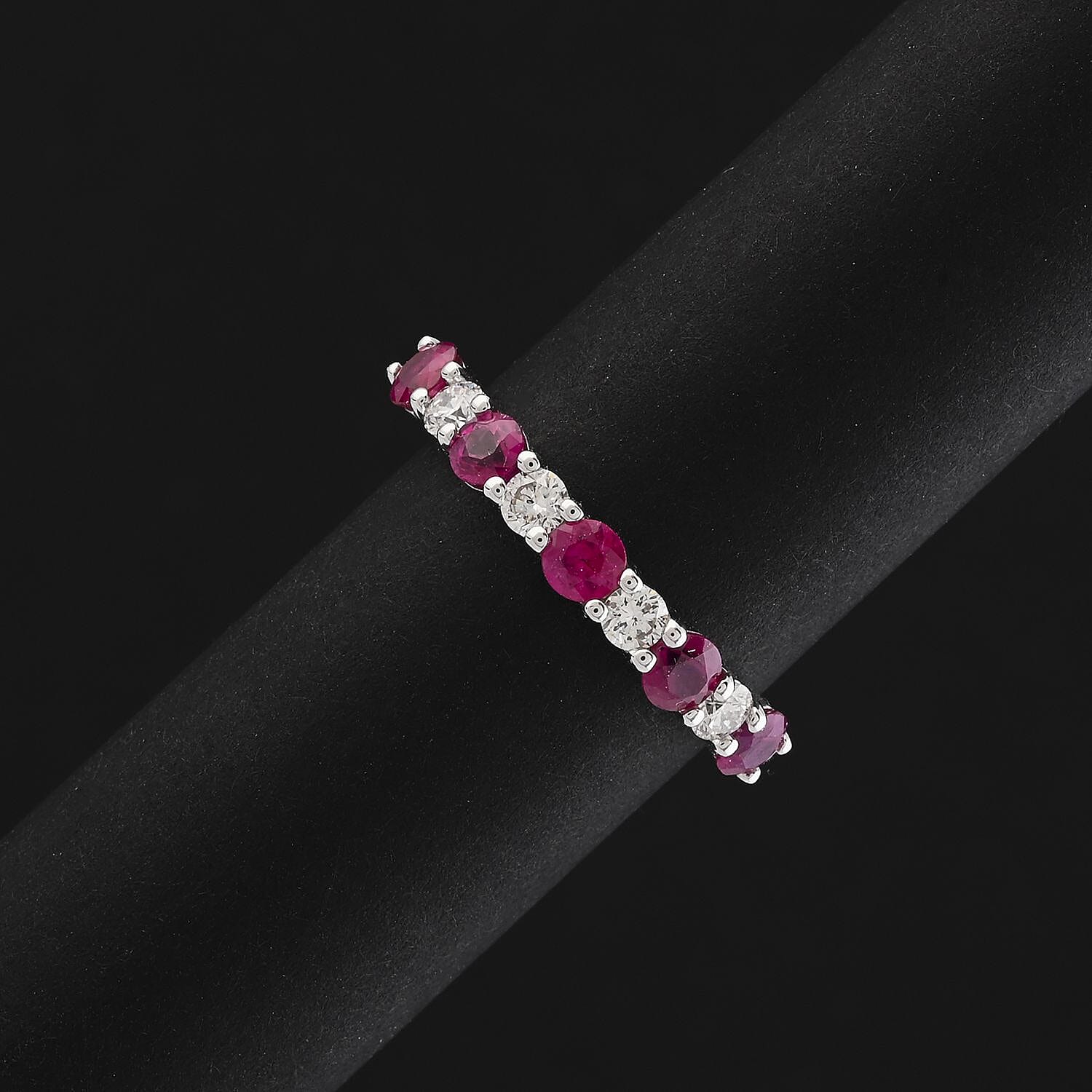 Certified & Appraised Rhapsody AAAA Mozambique Ruby and E-F VS Diamond 1.05 ctw Ring in 950 Platinum (Size 9.0) 4.16 Grams