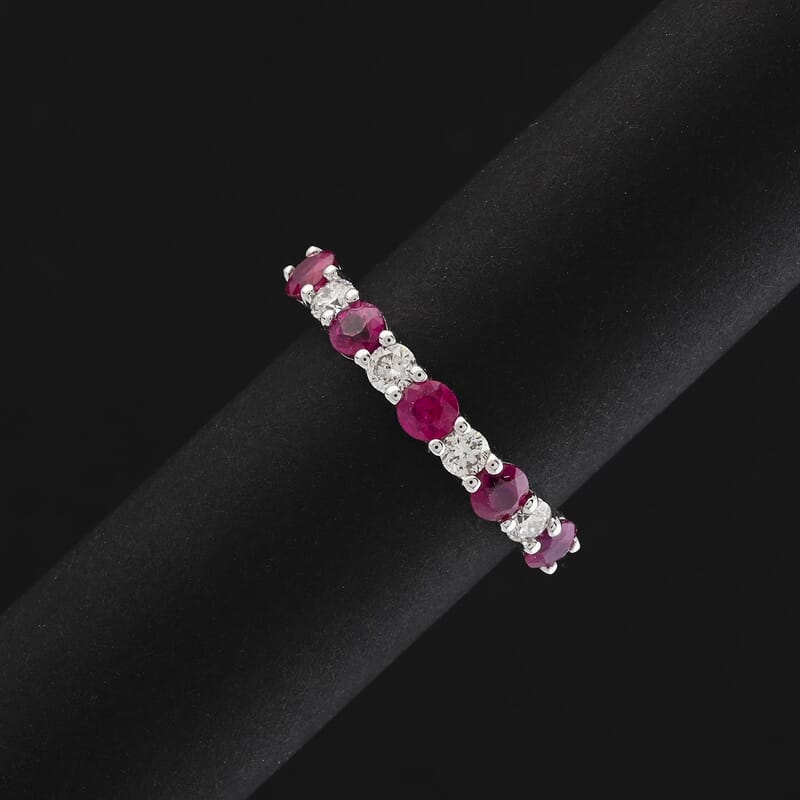Certified & Appraised Rhapsody AAAA Mozambique Ruby and E-F VS Diamond 1.05 ctw Ring in 950 Platinum (Size 9.0) 4.16 Grams