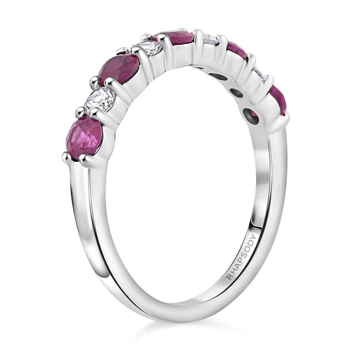 Certified & Appraised Rhapsody AAAA Mozambique Ruby and E-F VS Diamond 1.05 ctw Ring in 950 Platinum (Size 9.0) 4.16 Grams image number 3