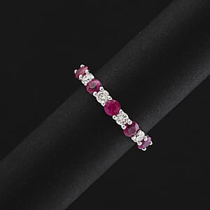 Certified & Appraised Rhapsody 950 Platinum AAAA Montepuez Ruby, Diamond (E-F, VS) (0.30 cts) Ring (Size 9.5) (4.16 g) 1.05 ctw