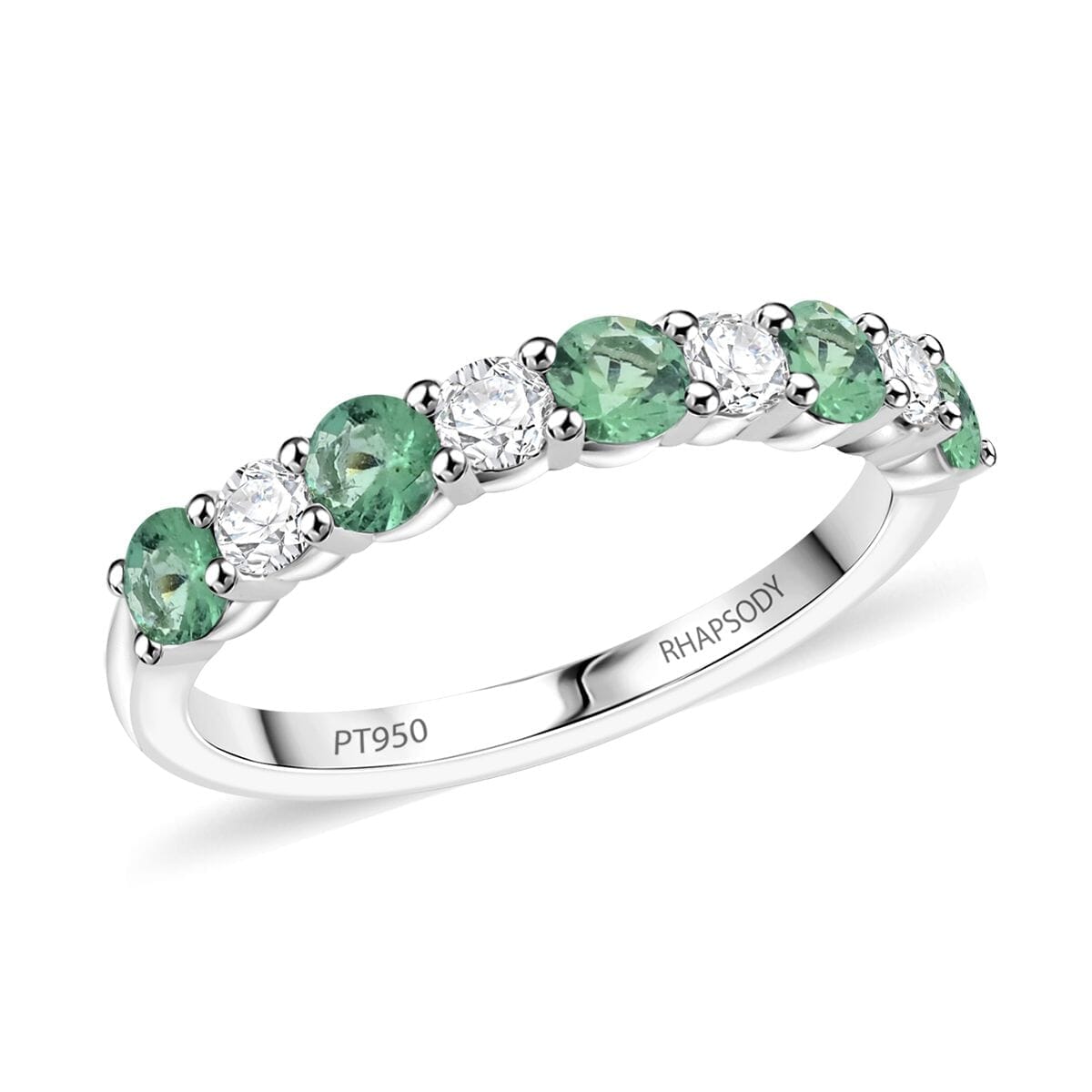 Certified & Appraised Rhapsody AAAA Boyaca Colombian Emerald and E-F VS Diamond 1.05 ctw Ring in 950 Platinum (Size 10.0) 4.22 Grams image number 0