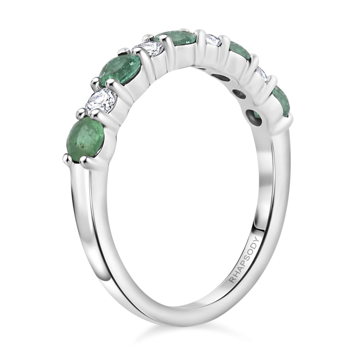 Certified & Appraised Rhapsody AAAA Boyaca Colombian Emerald and E-F VS Diamond 1.05 ctw Ring in 950 Platinum (Size 7.0) 4.22 Grams image number 3