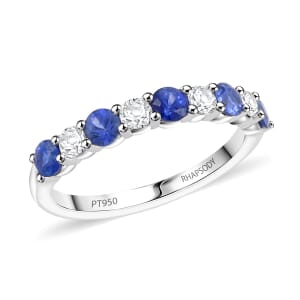 Certified & Appraised Rhapsody AAAA Ceylon Blue Sapphire and E-F VS Diamond 1.00 ctw Ring in 950 Platinum (Size 10.0) 4.10 Grams