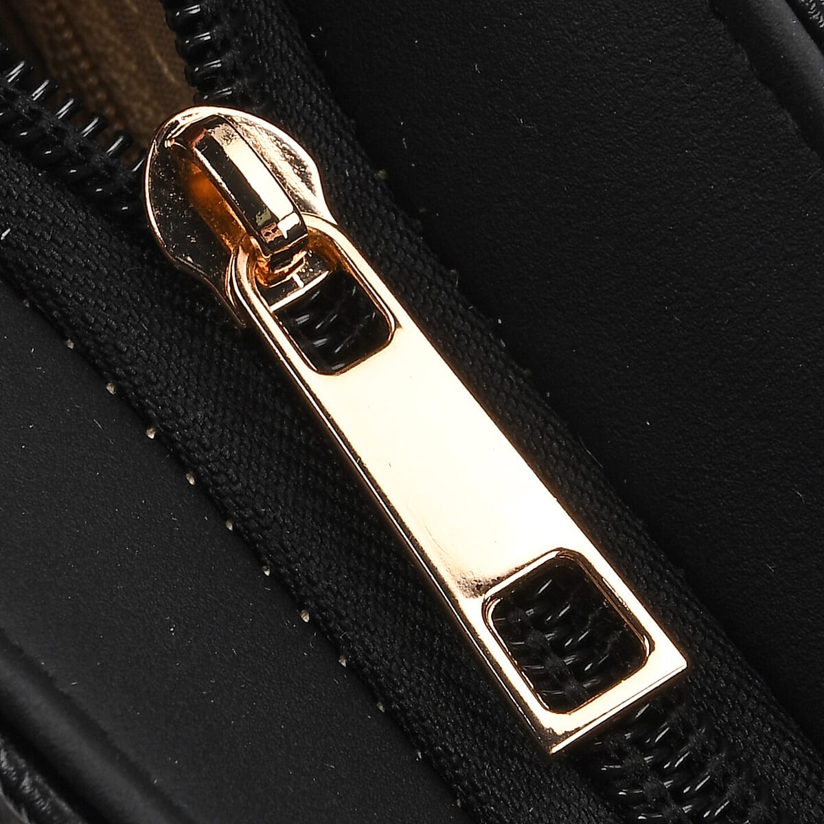 Black Flower Embossed Faux Leather Crossbody Bag with Turquoise Charming Fringes image number 6