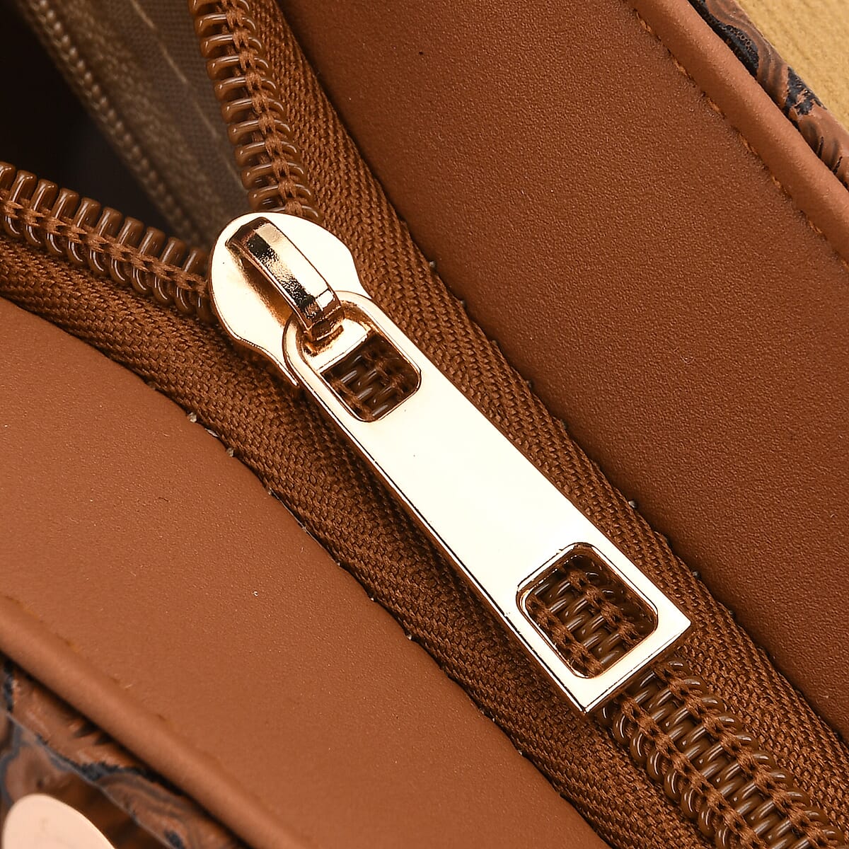 Brown Flower Embossed Faux Leather Crossbody Bag with Turquoise Charming Fringes image number 6