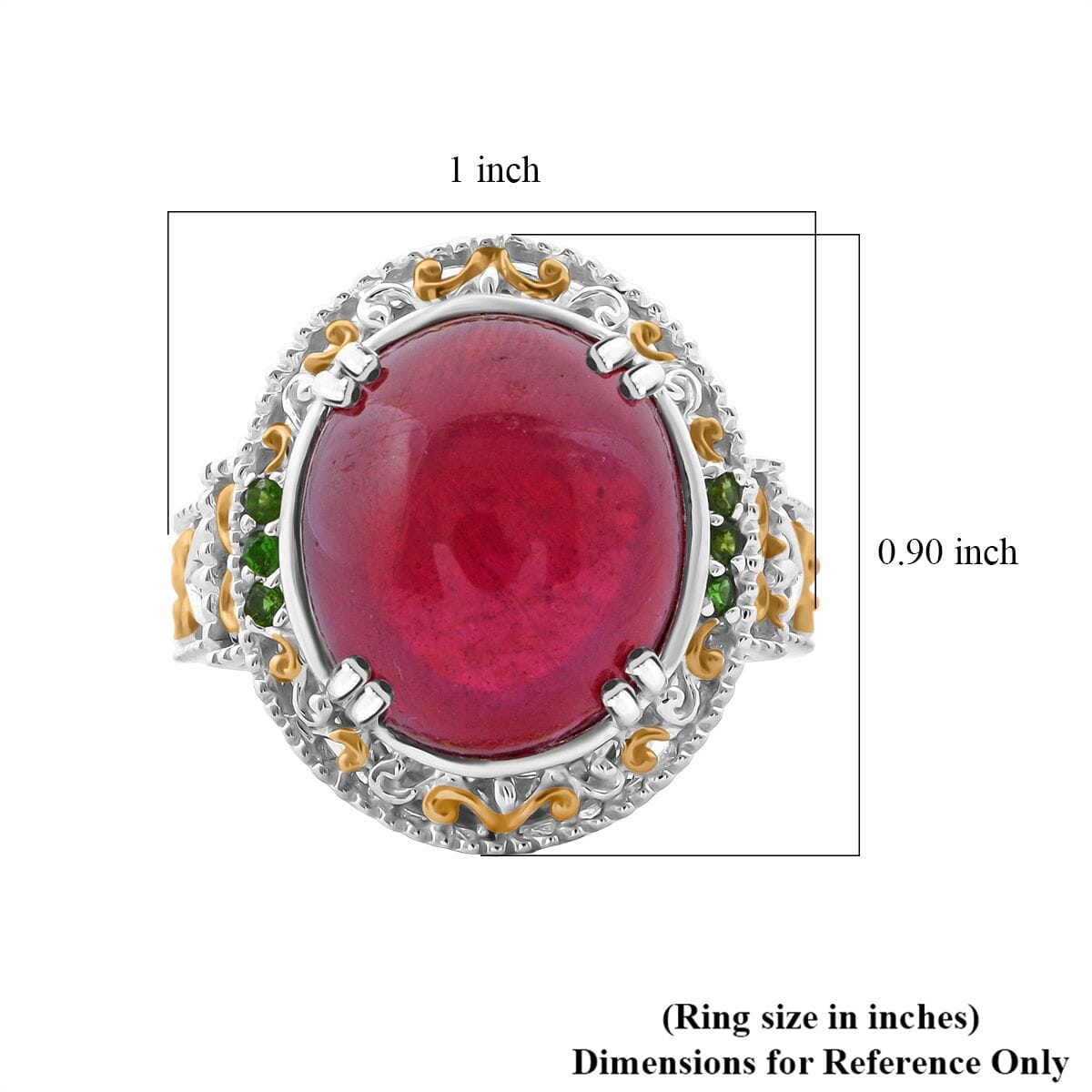 Niassa Ruby (FF) and Chrome Diopside 15.15 ctw Royal Bloom Ring in Vermeil YG and Rhodium Over Sterling Silver (Size 8.0) image number 5