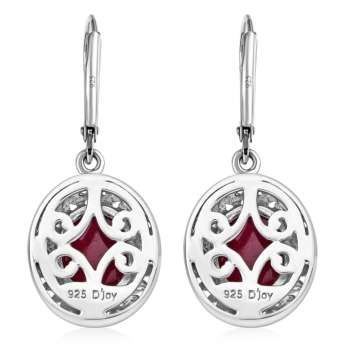 Niassa Ruby (FF) and Chrome Diopside 6.40 ctw Royal Bloom Earrings in Vermeil YG and Rhodium Over Sterling Silver image number 4