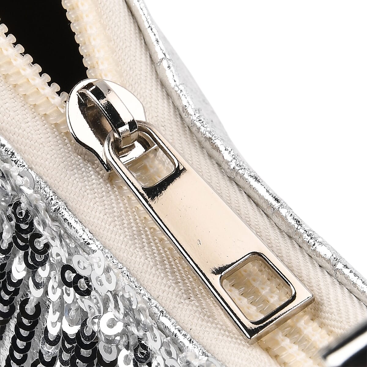 Silver Faux Leather and Sequin Timeless Fringe Crossbody Bag with Shoulder Bag image number 6