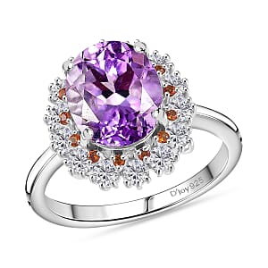 D'Joy Moroccan Rose and Multi Gemstone 4.80 ctw Victorian Elegance Ring in Platinum Over Sterling Silver (Size 10.0)