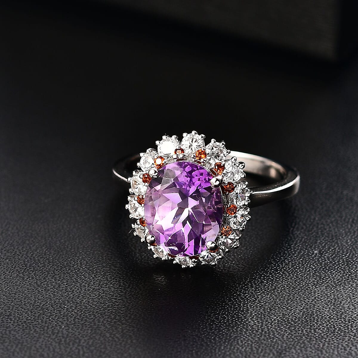 D'Joy Moroccan Rose and Multi Gemstone 4.80 ctw Victorian Elegance Ring in Platinum Over Sterling Silver (Size 10.0) image number 1