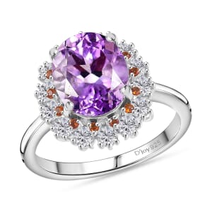 D'Joy Moroccan Rose and Multi Gemstone 4.80 ctw Victorian Elegance Ring in Platinum Over Sterling Silver (Size 6.0)