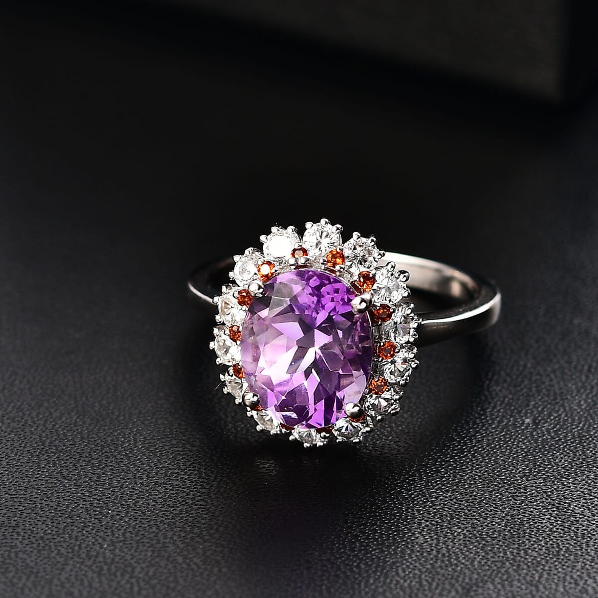 D'Joy Moroccan Rose and Multi Gemstone 4.80 ctw Victorian Elegance Ring in Platinum Over Sterling Silver (Size 6.0) image number 1