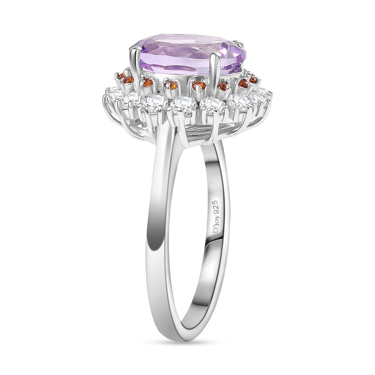 D'Joy Moroccan Rose and Multi Gemstone 4.80 ctw Victorian Elegance Ring in Platinum Over Sterling Silver (Size 6.0) image number 3