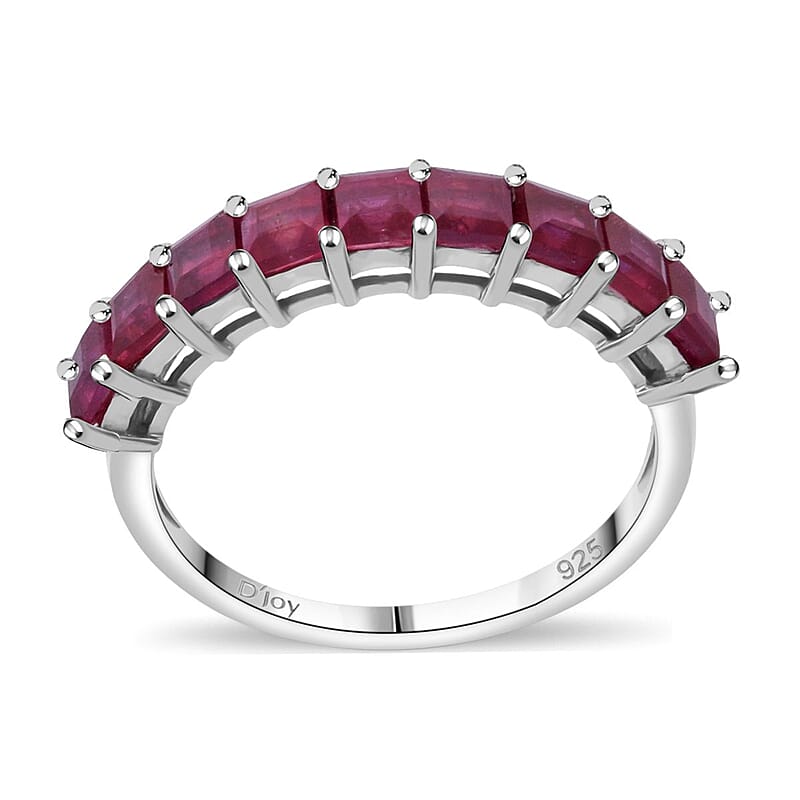 Niassa Ruby (FF) 2.25 ctw Ring in Rhodium Over Sterling Silver (Size 10.0)