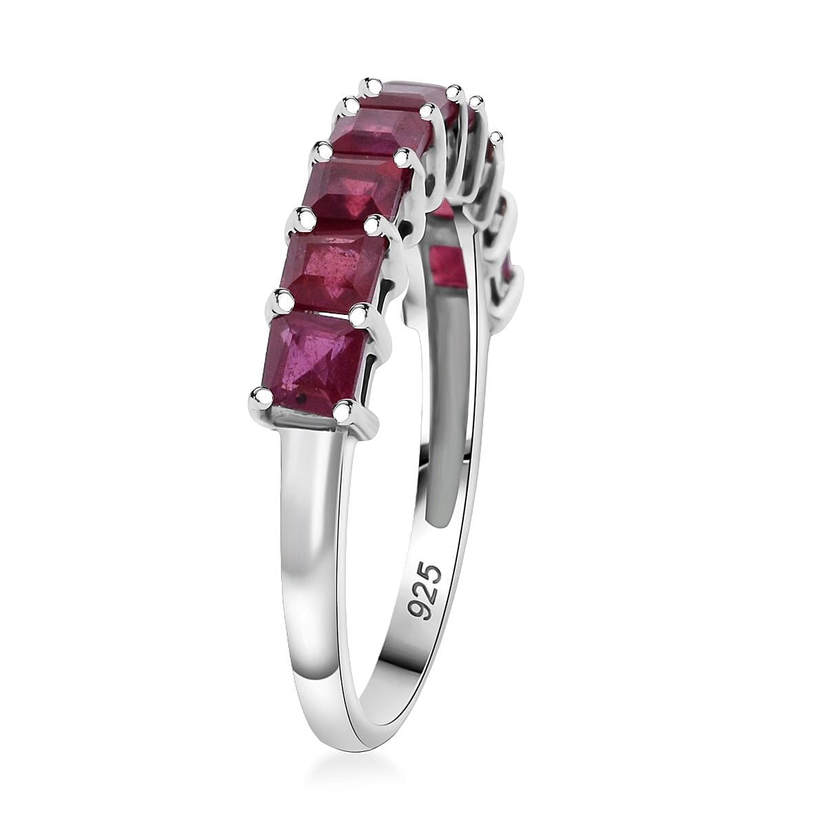 Niassa Ruby (FF) 2.25 ctw Ring in Rhodium Over Sterling Silver (Size 10.0)
