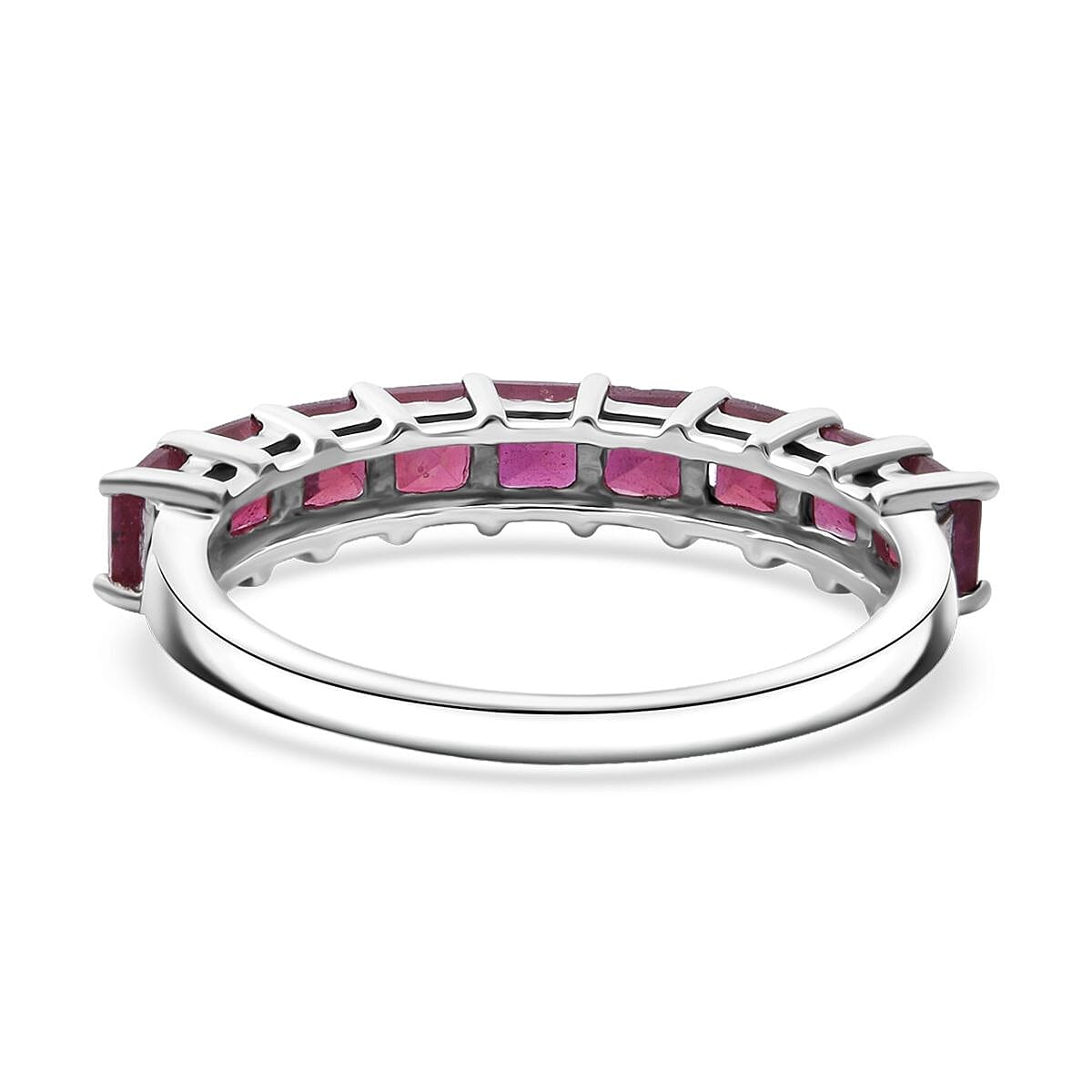 Niassa Ruby (FF) 2.25 ctw Ring in Rhodium Over Sterling Silver (Size 10.0)