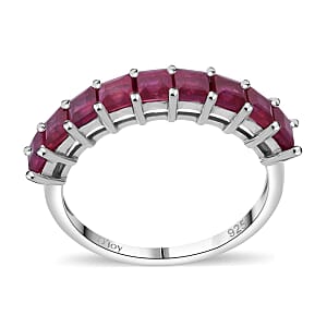 Niassa Ruby (FF) 2.25 ctw Ring in Rhodium Over Sterling Silver (Size 9.0)