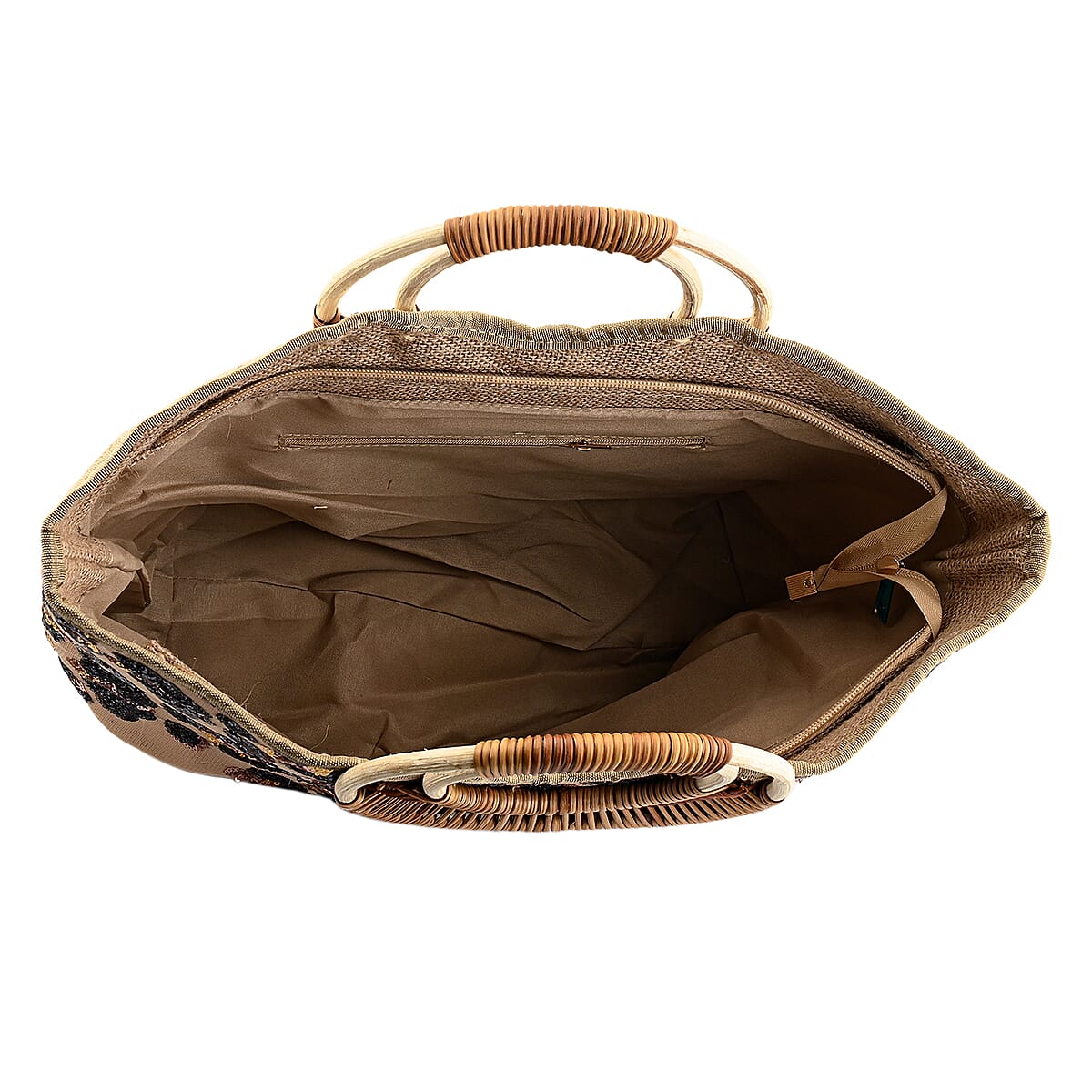 Black and Gold Leopard Pattern Sequin and Polyester Tote Bag image number 7