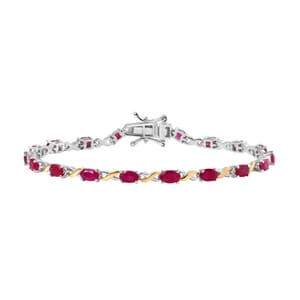 D'Joy Premium Royal Ruby 4.50 ctw Scarlet Harmony Bracelet in 18K Vermeil YG and Rhodium Over Sterling Si (7.25 In) 