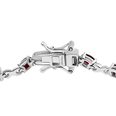 D'Joy Premium Royal Ruby 4.50 ctw Scarlet Harmony Bracelet in 18K Vermeil YG and Rhodium Over Sterling Si (7.25 In)
