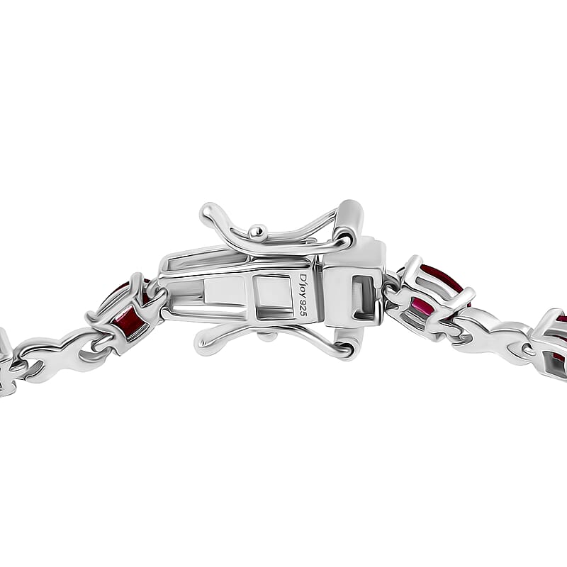 D'Joy Premium Royal Ruby 4.50 ctw Scarlet Harmony Bracelet in 18K Vermeil YG and Rhodium Over Sterling Si (7.25 In)