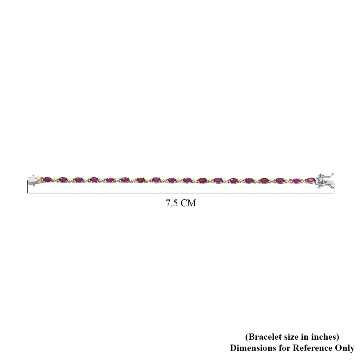 D'Joy Premium Mozambique Ruby 4.50 ctw Scarlet Harmony Bracelet in 18K Vermeil YG and Rhodium Over Sterling Sil (7.25 In)  image number 4