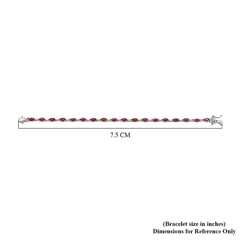 D'Joy Premium Royal Ruby 4.50 ctw Scarlet Harmony Bracelet in 18K Vermeil YG and Rhodium Over Sterling Si (7.25 In)