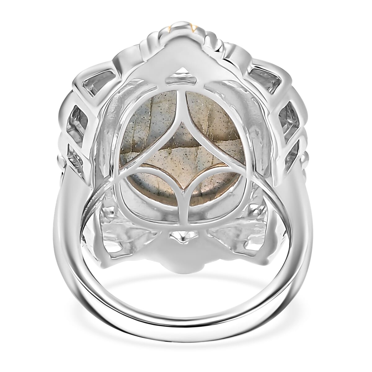 Karis Malagasy Labradorite 12.25 ctw Solitaire Ring in 18K YG Plated and Platinum Bond (Size 10.0)  image number 4