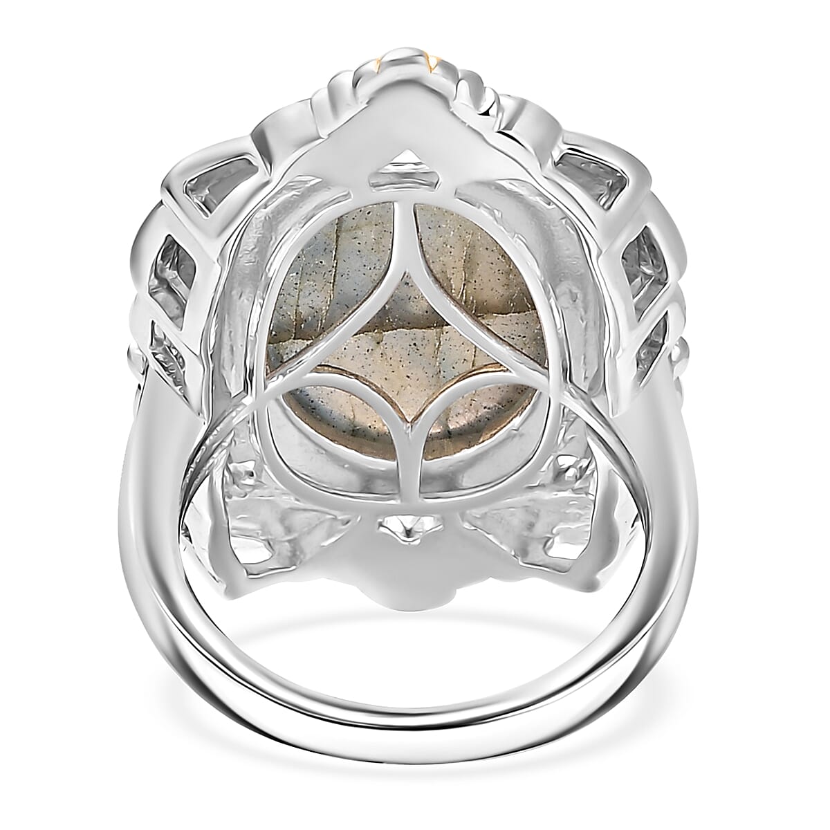 Karis Malagasy Labradorite 12.25 ctw Solitaire Ring in 18K YG Plated and Platinum Bond (Size 8.0)  image number 4