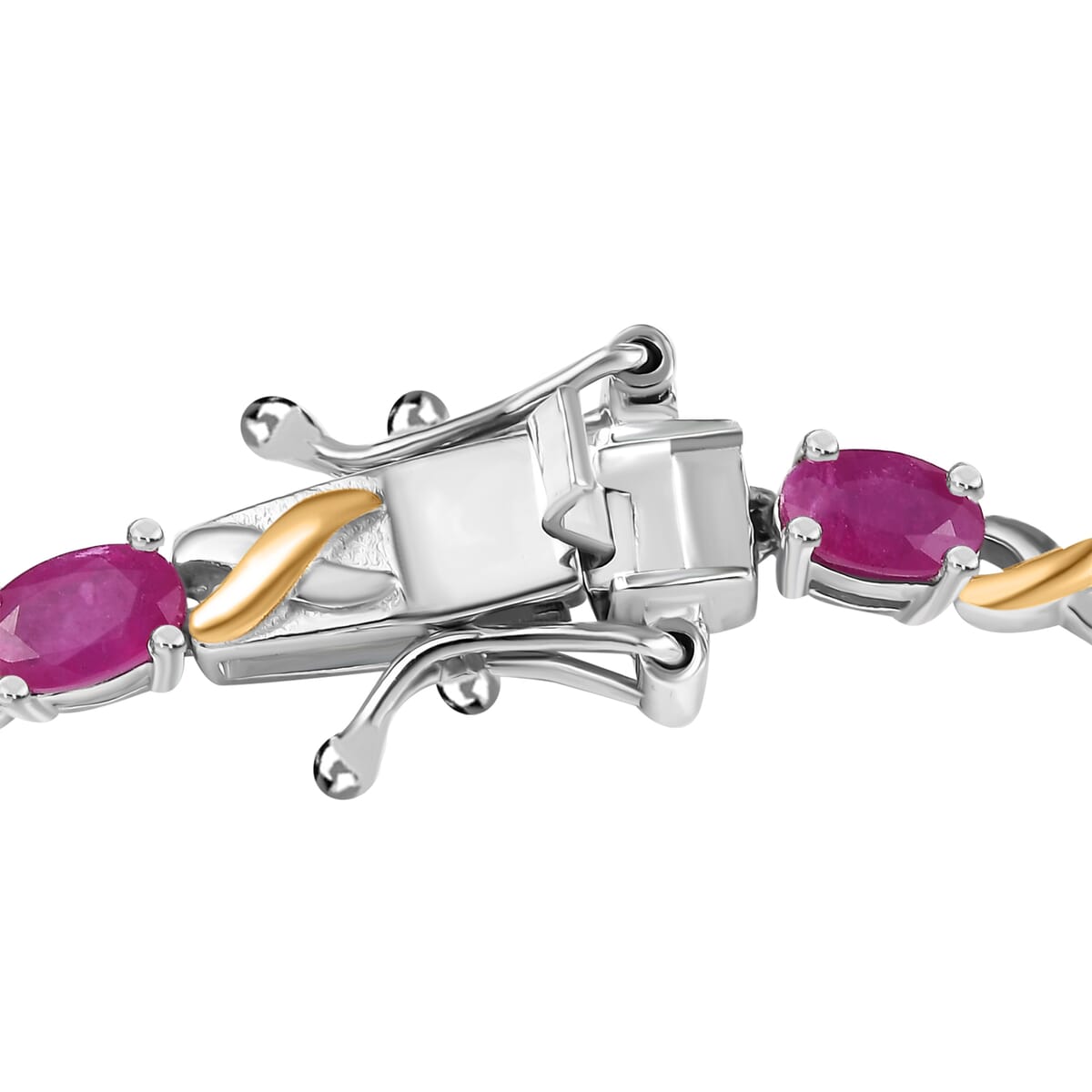 D'Joy Premium Royal Ruby 6.30 ctw Scarlet Harmony Bracelet in 18K Vermeil YG and Rhodium Over Sterling Si (8.00 In)  image number 3