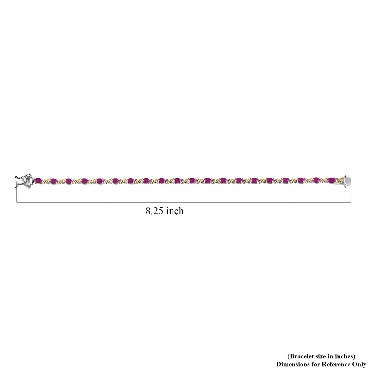 D'Joy Premium Royal Ruby 6.30 ctw Scarlet Harmony Bracelet in 18K Vermeil YG and Rhodium Over Sterling Si (8.00 In)  image number 4