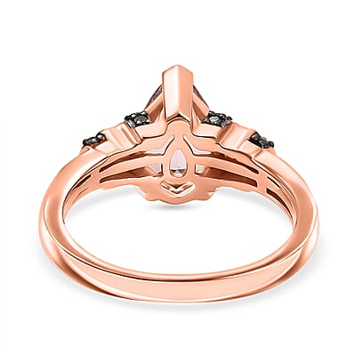 D'Joy Premium Pink Morganite, Natural Champagne and White Diamond 1.80 ctw Ring in 18K Vermeil Rose Gold Over Sterling Silver (Size 10.0)