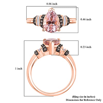 D'Joy Premium Pink Morganite, Natural Champagne and White Diamond 1.80 ctw Ring in 18K Vermeil Rose Gold Over Sterling Silver (Size 10.0)