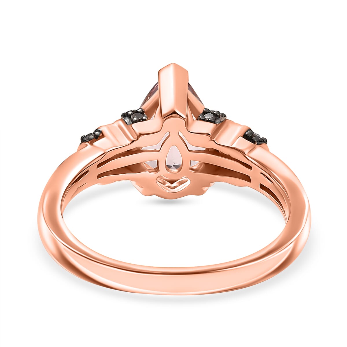 D'Joy Premium Pink Morganite, Natural Champagne and White Diamond 1.80 ctw Ring in 18K Vermeil Rose Gold Over Sterling Silver (Size 9.0) image number 4