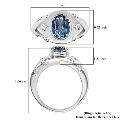 D'Joy Freedom Blue Mystic Topaz and White Zircon 3.00 ctw Celestial Ring in Rhodium Over Sterling Silver (Size 5.0)