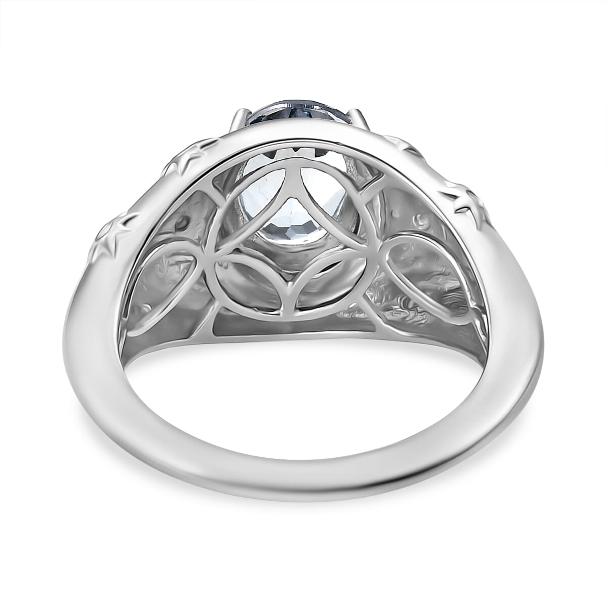 D'Joy Freedom Blue Mystic Topaz and White Zircon 3.00 ctw Celestial Ring in Rhodium Over Sterling Silver (Size 8.0) image number 4