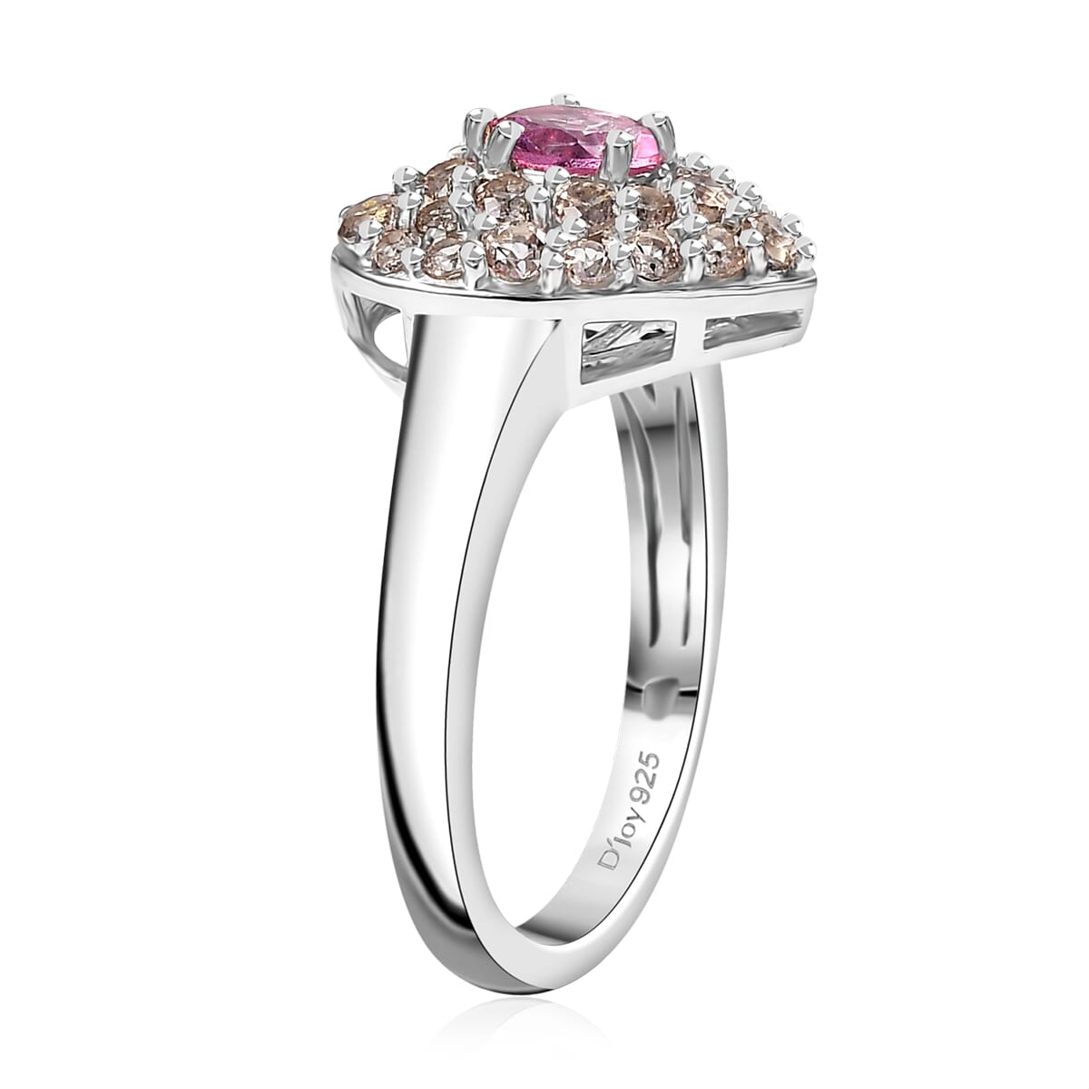D'Joy Pink Mystic Topaz and Signity Complexion Topaz 1.65 ctw Heart Ring in Rhodium Over Sterling Silver (Size 6.0) image number 3