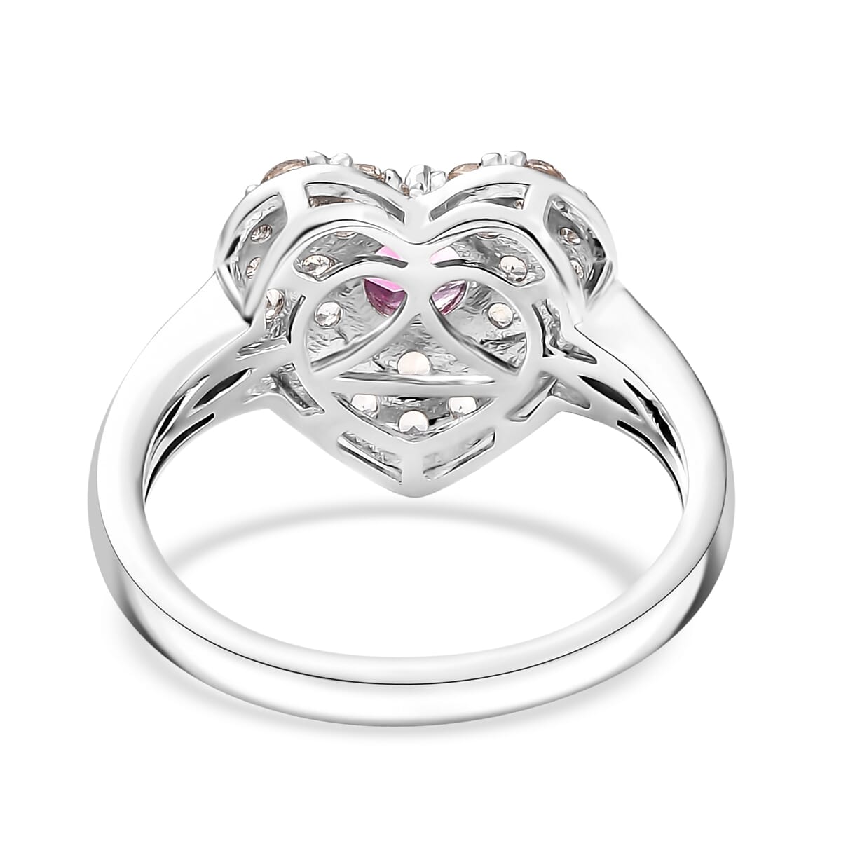 D'Joy Pink Mystic Topaz and Signity Complexion Topaz 1.65 ctw Heart Ring in Rhodium Over Sterling Silver (Size 6.0) image number 4