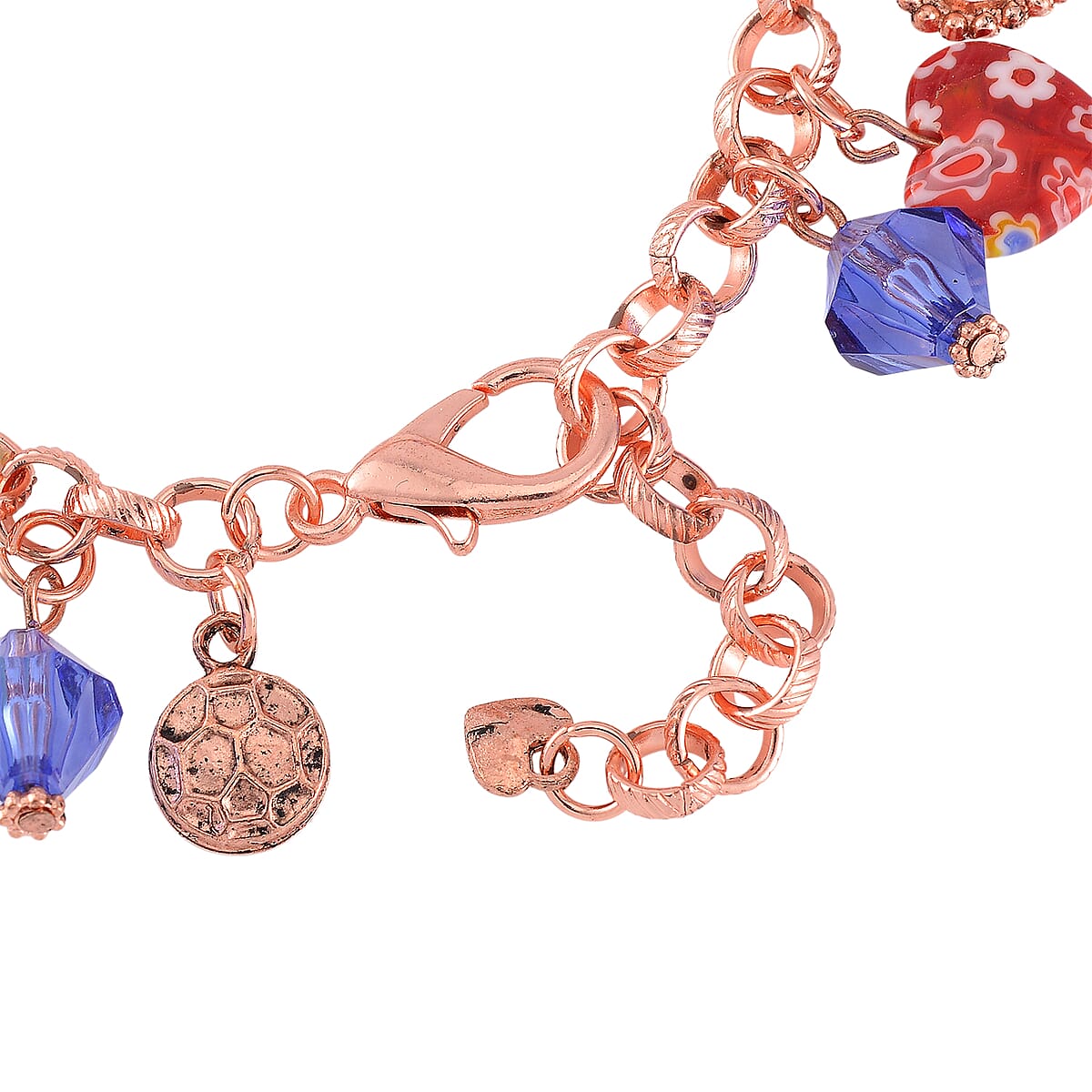 Strada Multi Color Murano Style and Blue Color Resin Japanese Movement Bracelet Watch in Rosetone image number 6