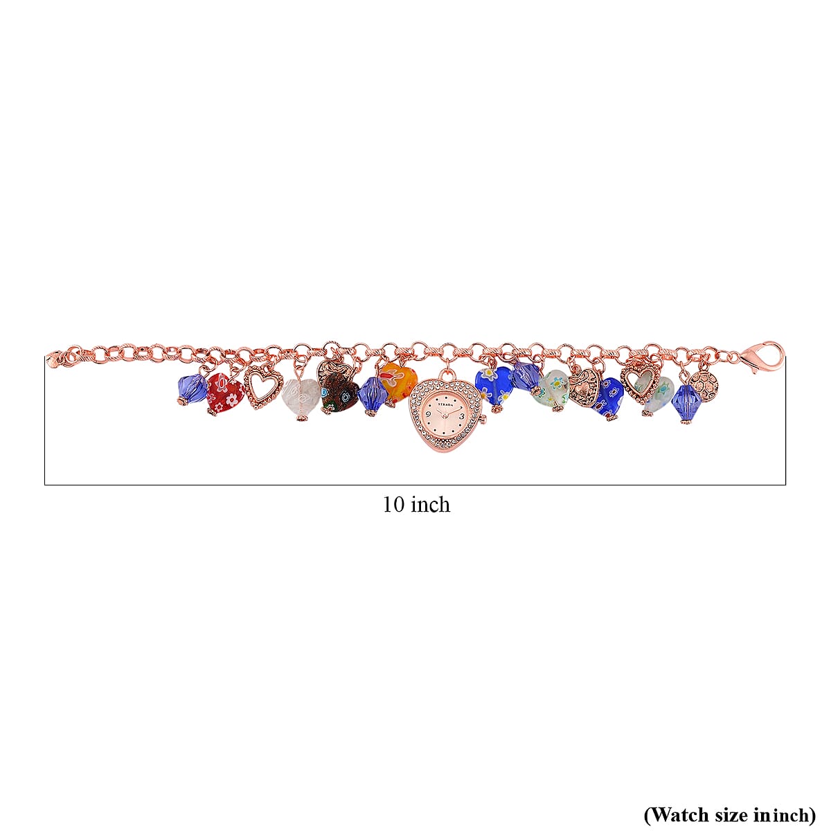 Strada Multi Color Murano Style and Blue Color Resin Japanese Movement Bracelet Watch in Rosetone image number 7