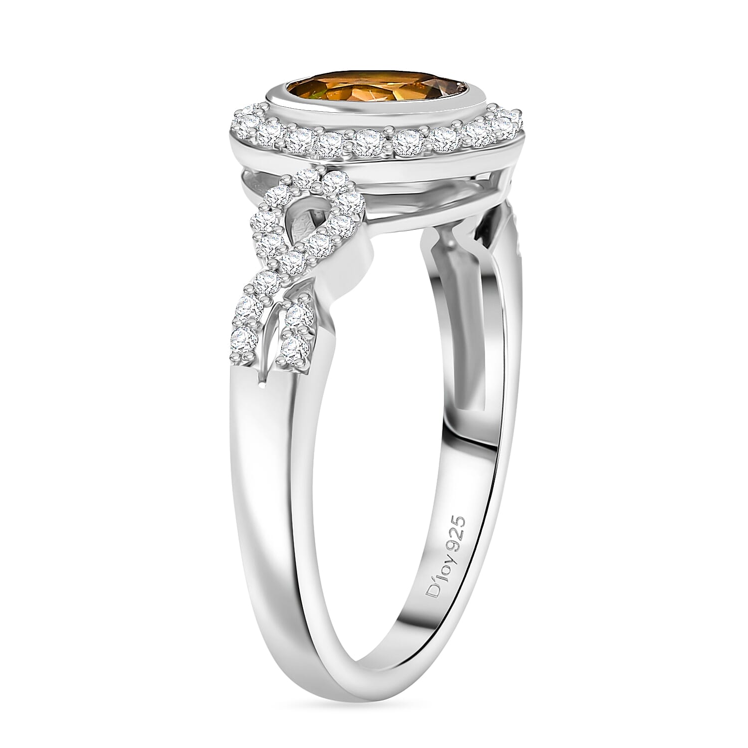 D'Joy Stellar Mystic Topaz and White Zircon 1.40 ctw Infinity Love Ring in Rhodium Over Sterling Silver (Size 6.0)