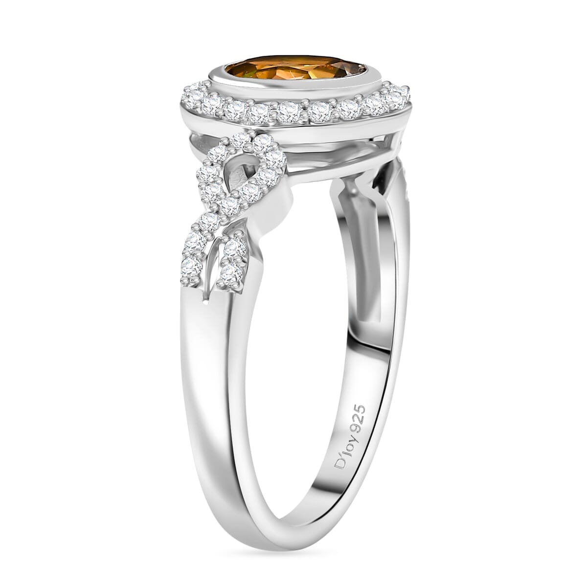Stellar Mystic Topaz ,  White Zircon  Main Stone With Side Stone Ring in Rhodium Overlay Sterling Silver 1.42 ctw image number 3