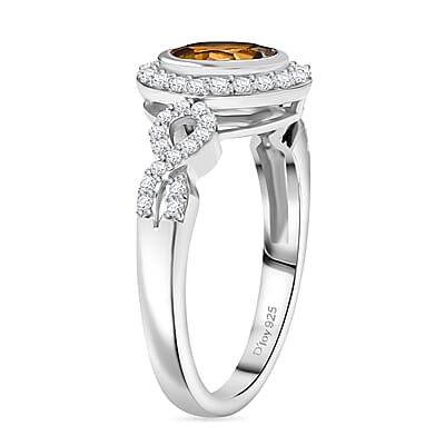D'Joy Stellar Mystic Topaz and White Zircon 1.40 ctw Infinity Love Ring in Rhodium Over Sterling Silver (Size 6.0)