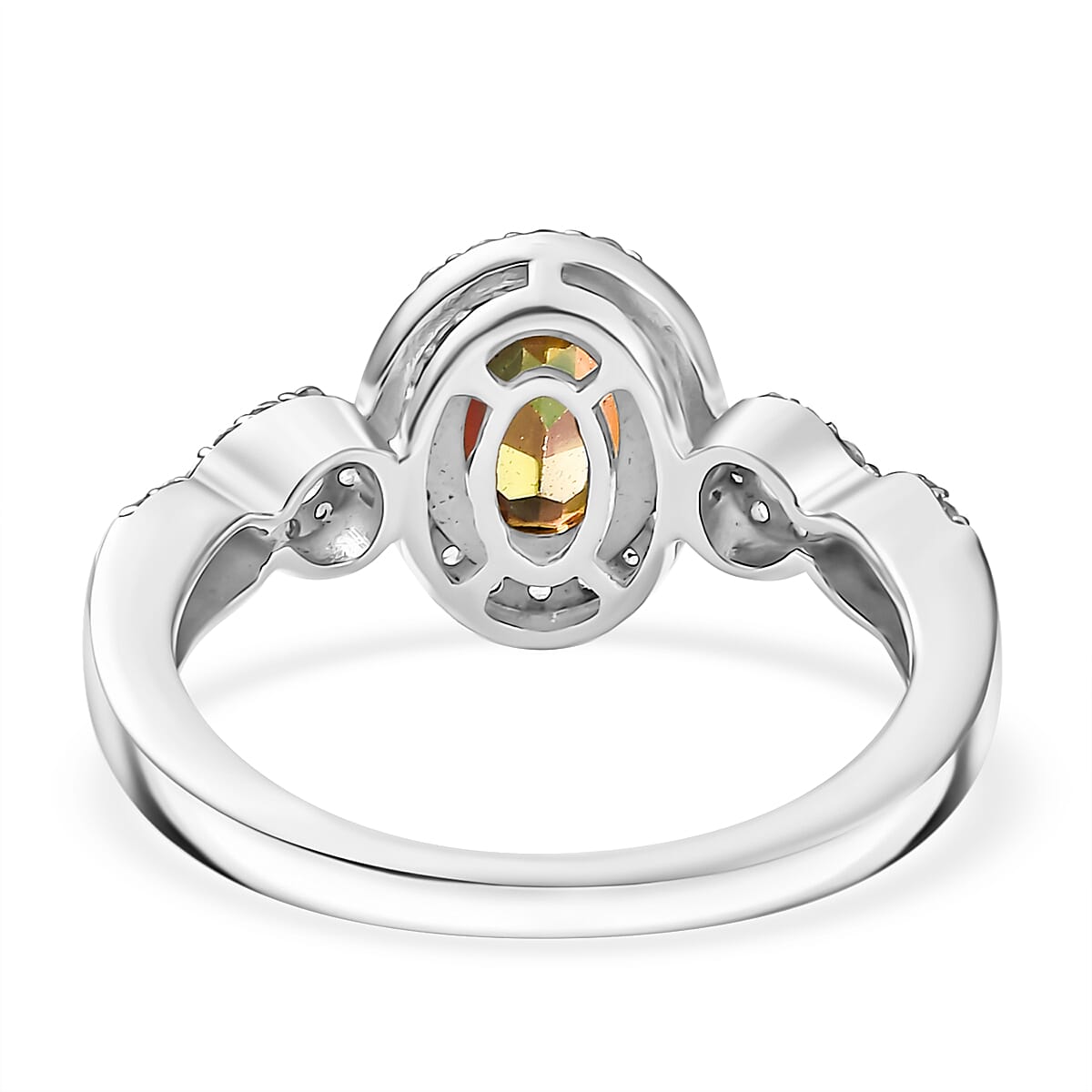 D'Joy Stellar Mystic Topaz and White Zircon 1.40 ctw Infinity Love Ring in Rhodium Over Sterling Silver (Size 6.0)