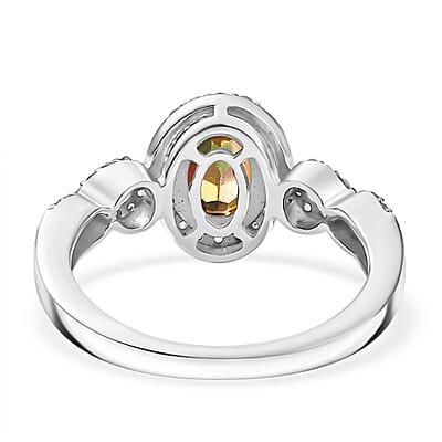 D'Joy Stellar Mystic Topaz and White Zircon 1.40 ctw Infinity Love Ring in Rhodium Over Sterling Silver (Size 6.0)
