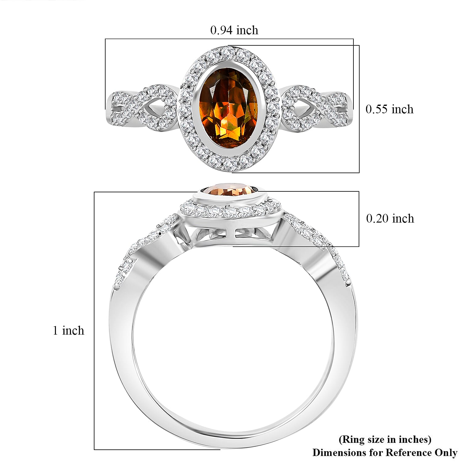 D'Joy Stellar Mystic Topaz and White Zircon 1.40 ctw Infinity Love Ring in Rhodium Over Sterling Silver (Size 6.0)