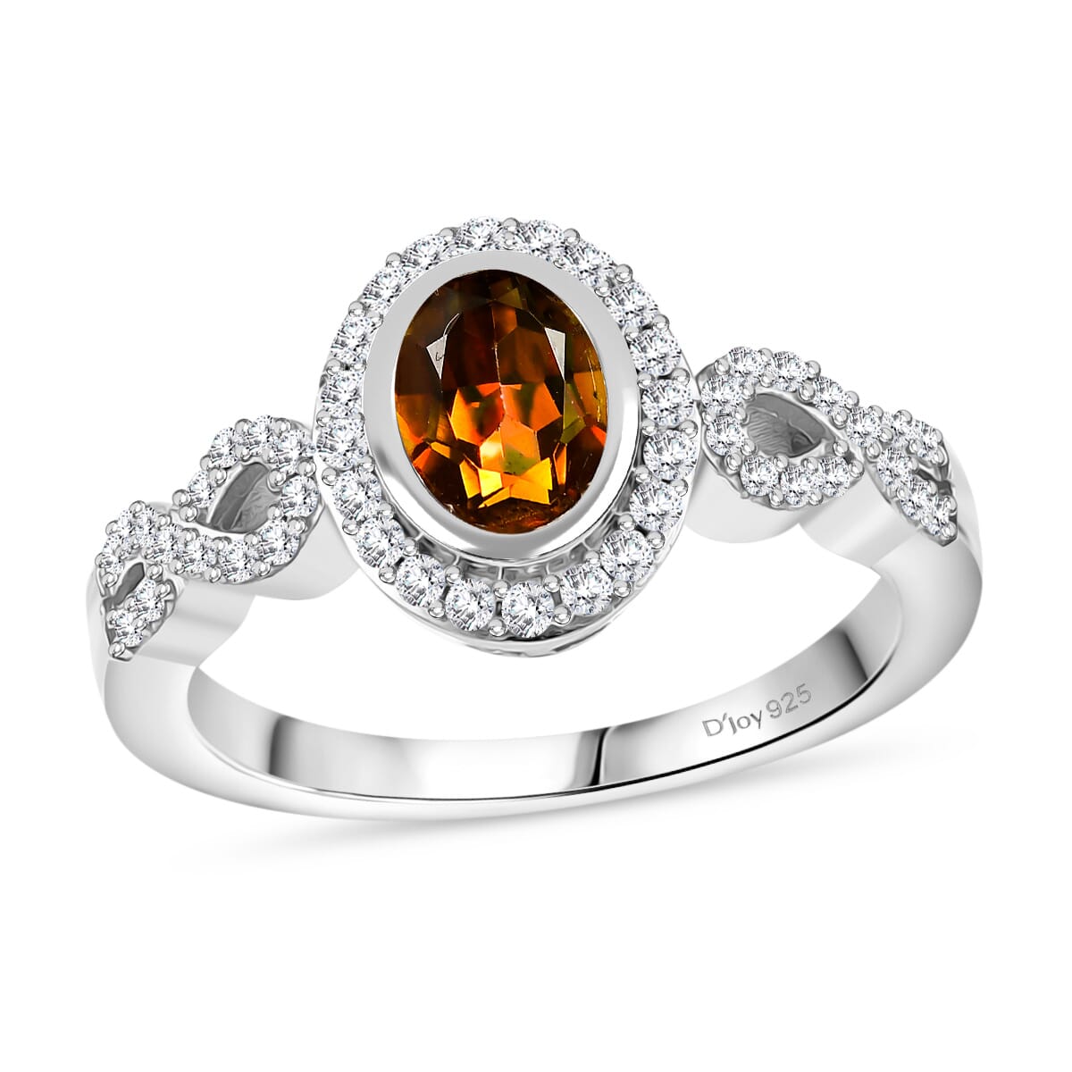 D'Joy Stellar Mystic Topaz and White Zircon 1.40 ctw Infinity Love Ring in Rhodium Over Sterling Silver (Size 7.0) image number 0